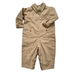 Jacadi‎ Coverall Romper 12 Months Crotch Snaps Embroidered
